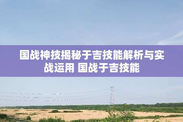 国战神技揭秘于吉技能解析与实战运用 国战于吉技能