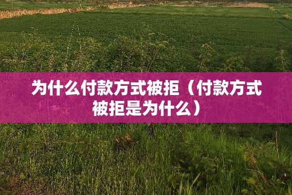 为什么付款方式被拒（付款方式被拒是为什么）