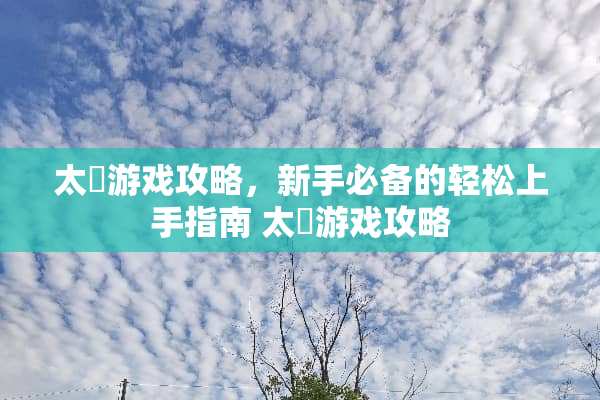 太囧游戏攻略，新手必备的轻松上手指南 太囧游戏攻略