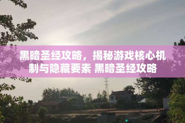 黑暗圣经攻略，揭秘游戏核心机制与隐藏要素 黑暗圣经攻略