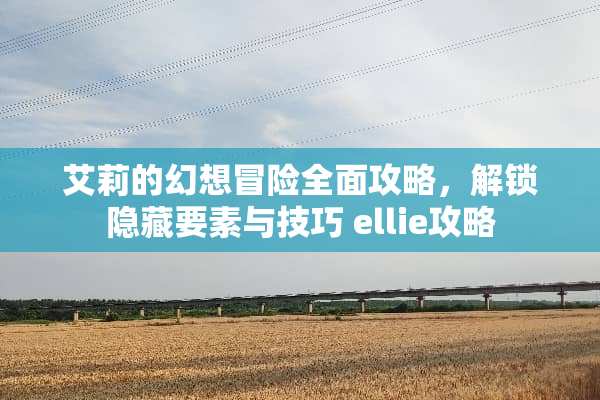 艾莉的幻想冒险全面攻略，解锁隐藏要素与技巧 ellie攻略