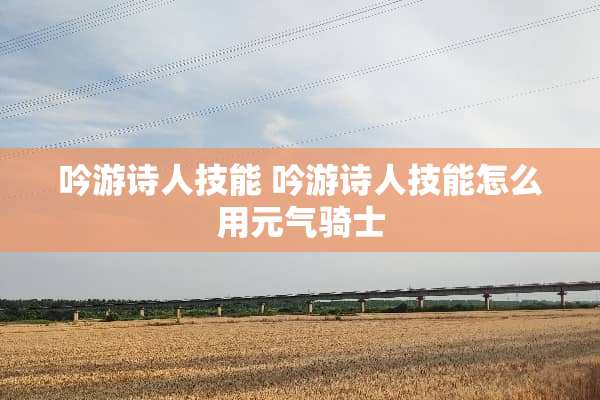 吟游诗人技能 吟游诗人技能怎么用元气骑士