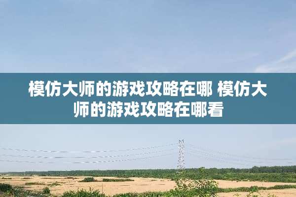 模仿大师的游戏攻略在哪 模仿大师的游戏攻略在哪看