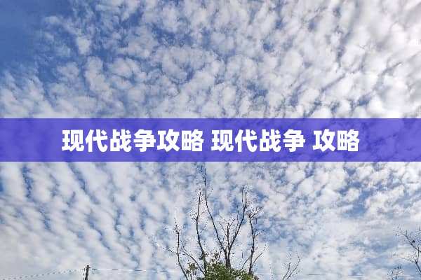 现代战争攻略 现代战争 攻略