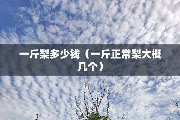 一斤梨多少钱（一斤正常梨大概几个）