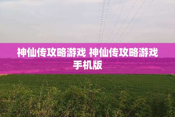 神仙传攻略游戏 神仙传攻略游戏手机版