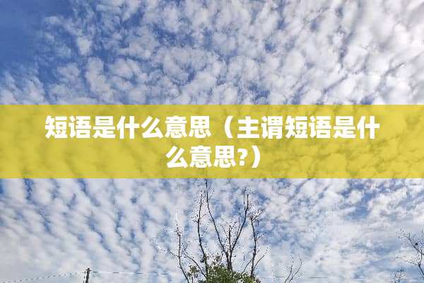 短语是什么意思（主谓短语是什么意思?）