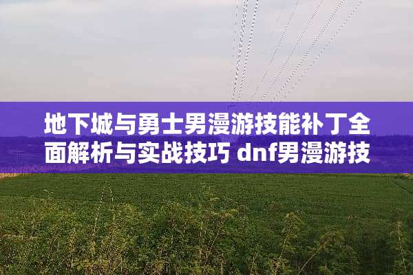 **城与勇士男漫游技能补丁全面解析与实战技巧 dnf男漫游技能补丁