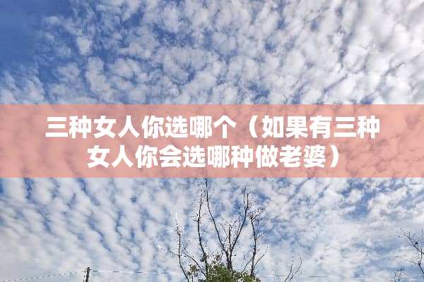三种女人你选哪个（如果有三种女人你会选哪种做老婆）
