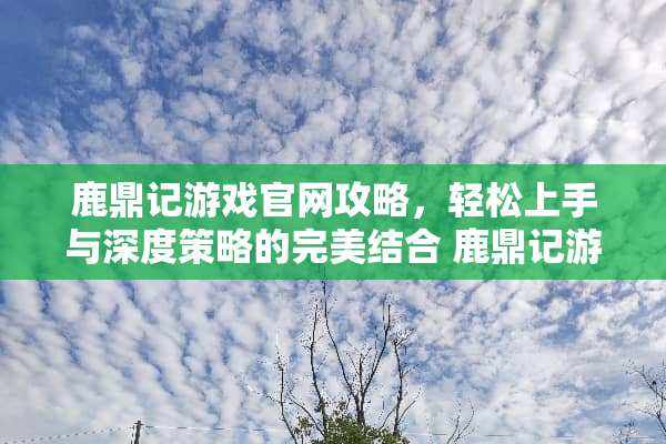 鹿鼎记游戏官网攻略，轻松上手与深度策略的完美结合 鹿鼎记游戏官网攻略