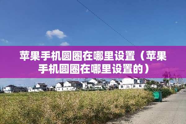 苹果手机圆圈在哪里设置（苹果手机圆圈在哪里设置的）