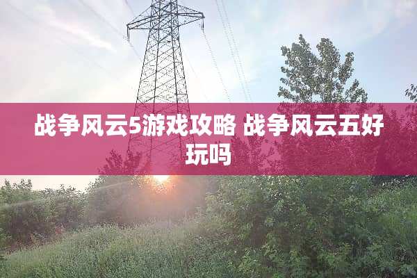 战争风云5游戏攻略 战争风云五好玩吗