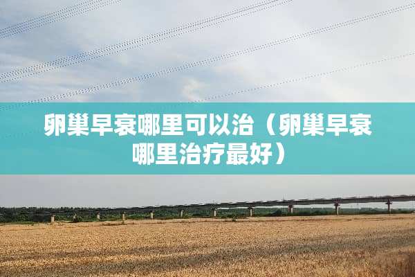 卵巢早衰哪里可以治（卵巢早衰哪里治疗最好）