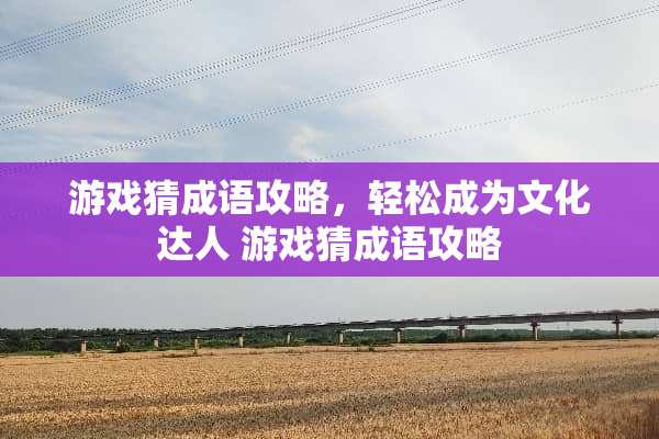 游戏猜成语攻略，轻松成为文化达人 游戏猜成语攻略