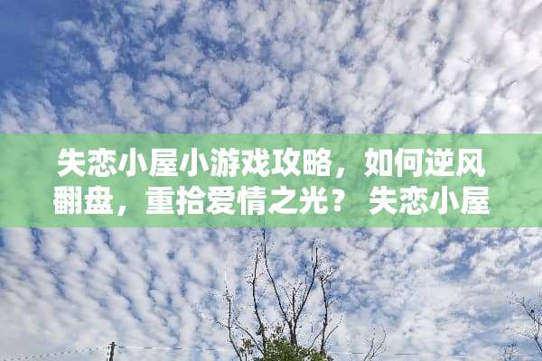 失恋小屋小游戏攻略，如何逆风翻盘，重拾爱情之光？ 失恋小屋小游戏攻略