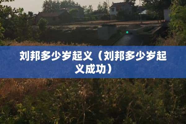 刘邦多少岁起义（刘邦多少岁起义成功）