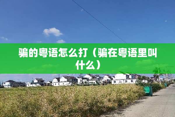 骗的粤语怎么打（骗在粤语里叫什么）