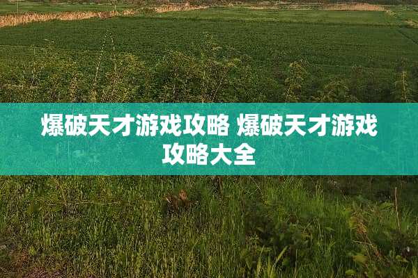 **天才游戏攻略**天才游戏攻略大全