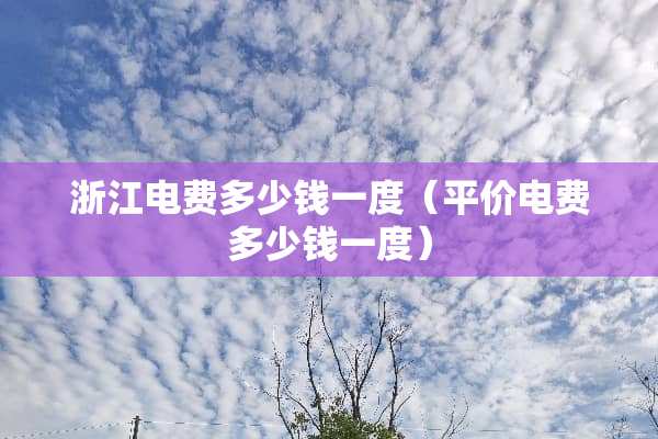 浙江电费多少钱一度（平价电费多少钱一度）