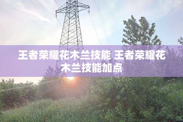 王者荣耀花木兰技能 王者荣耀花木兰技能加点