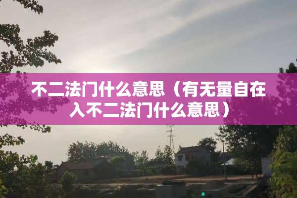 不二法门什么意思（有无量自在入不二法门什么意思）