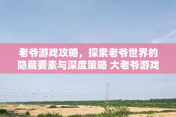 老爷游戏攻略，探索老爷世界的隐藏要素与深度策略 大老爷游戏攻略
