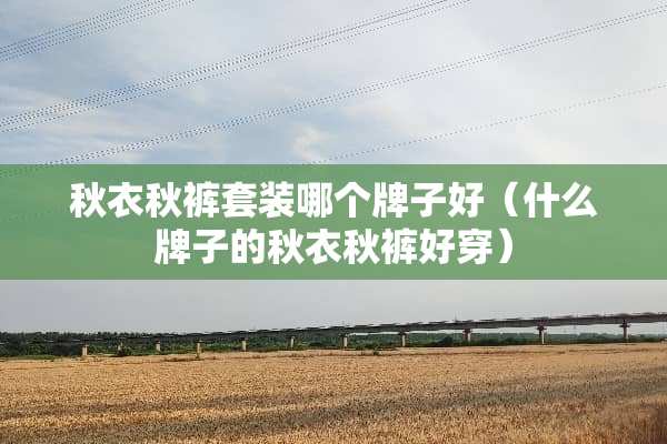 秋衣秋裤套装哪个牌子好（什么牌子的秋衣秋裤好穿）