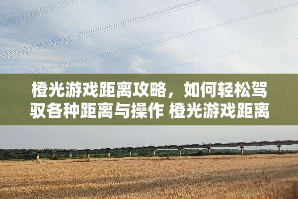 橙光游戏距离攻略，如何轻松驾驭各种距离与操作 橙光游戏距离攻略