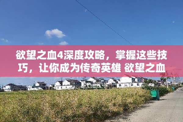 **之血4深度攻略，掌握这些技巧，让你成为传奇英雄**之血4攻略