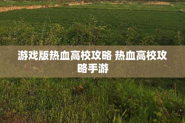 游戏版热血高校攻略 热血高校攻略手游