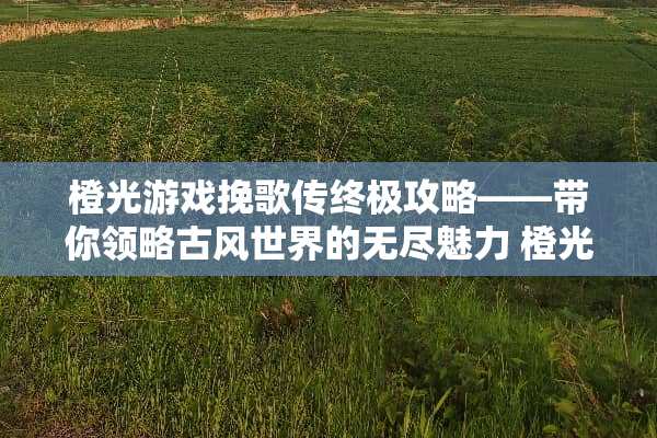 橙光游戏挽歌传终极攻略——带你领略古风世界的无尽魅力 橙光游戏挽歌传攻略
