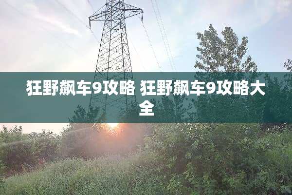 狂野飙车9攻略 狂野飙车9攻略大全