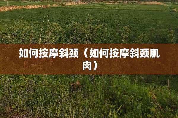 如何按摩斜颈（如何按摩斜颈肌肉）