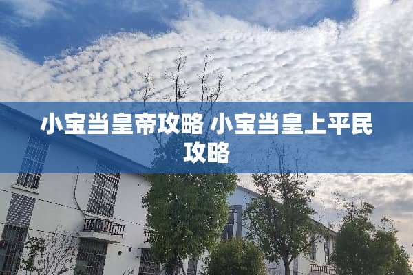 小宝当皇帝攻略 小宝当皇上平民攻略