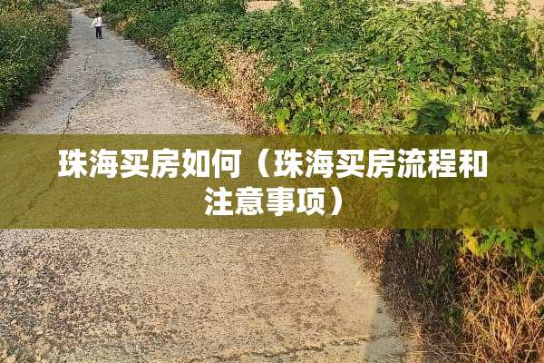 珠海买房如何（珠海买房流程和注意事项）