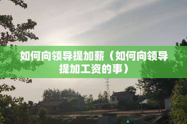 如何向领导提加薪（如何向领导提加工资的事）