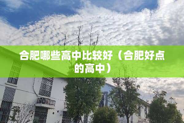 合肥哪些高中比较好（合肥好点的高中）