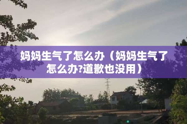 妈妈生气了怎么办（妈妈生气了怎么办?道歉也没用）