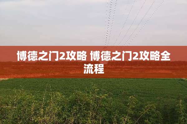 博德之门2攻略 博德之门2攻略全流程