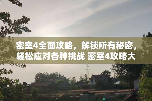 密室4全面攻略，解锁所有秘密，轻松应对各种挑战 密室4攻略大全