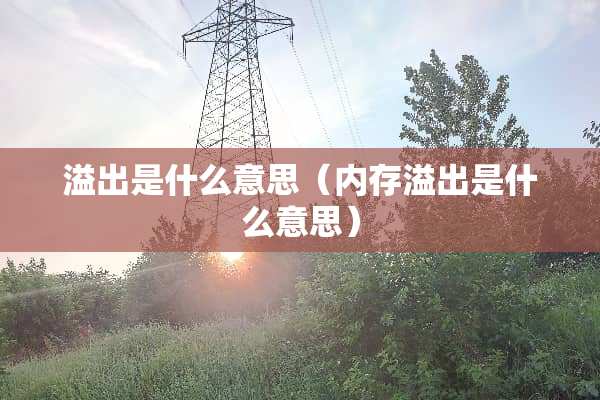 溢出是什么意思（内存溢出是什么意思）