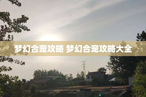 梦幻合宠攻略 梦幻合宠攻略大全