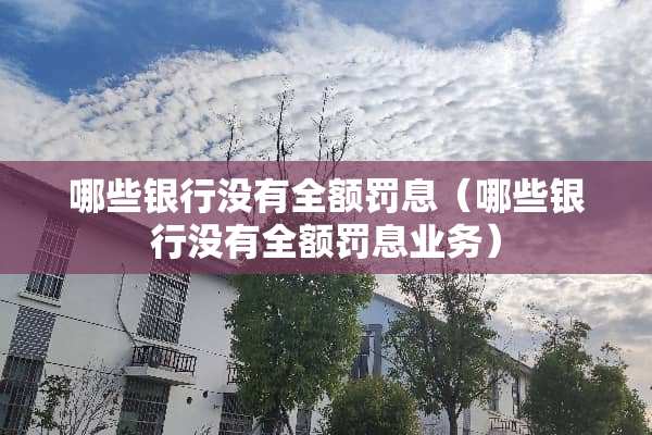 哪些银行没有全额罚息（哪些银行没有全额罚息业务）