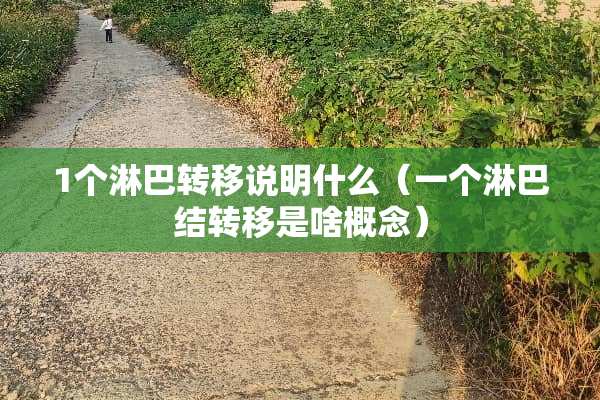 1个淋巴转移说明什么（一个淋巴结转移是啥概念）