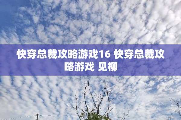 快穿总裁攻略游戏16 快穿总裁攻略游戏 见柳