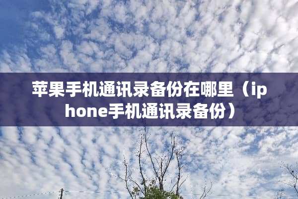 苹果手机通讯录备份在哪里（iphone手机通讯录备份）