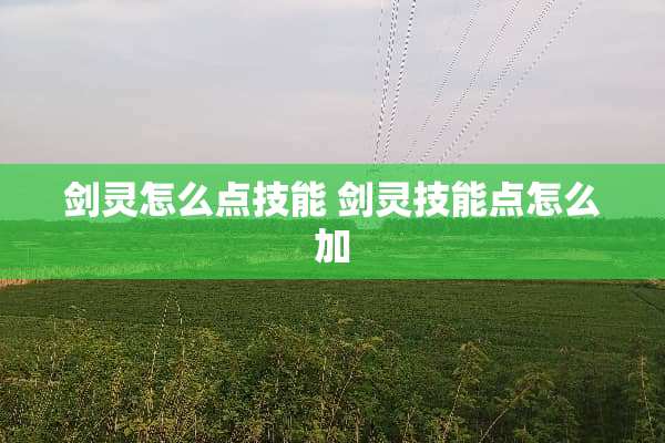 剑灵怎么点技能 剑灵技能点怎么加