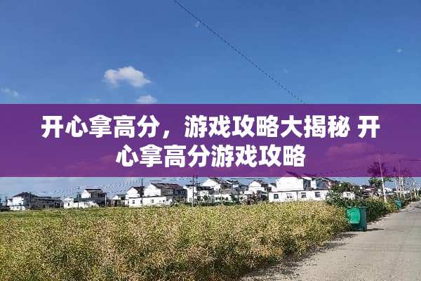 开心拿高分，游戏攻略大揭秘 开心拿高分游戏攻略