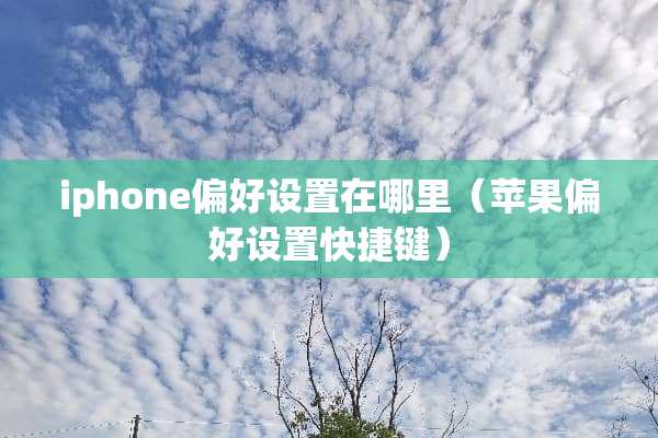 iphone偏好设置在哪里（苹果偏好设置快捷键）