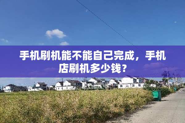 手机刷机能不能自己完成，手机店刷机多少钱？